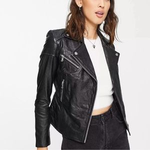 Barney’s Originals Clara real leather biker jacket